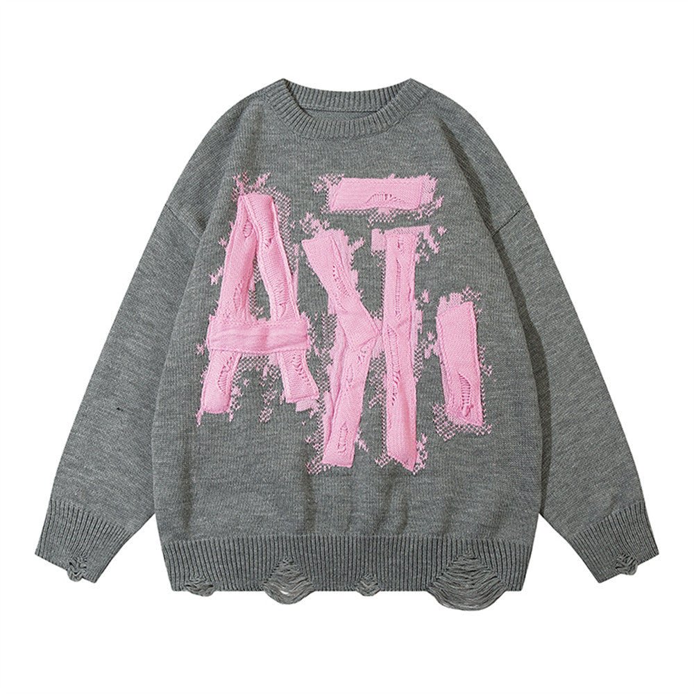 Oversized Jacquard Knit Sweater Streetwear - XGEM® - Not Made for Everyone