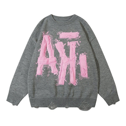 Oversized Jacquard Knit Sweater Streetwear - XGEM® - Not Made for Everyone