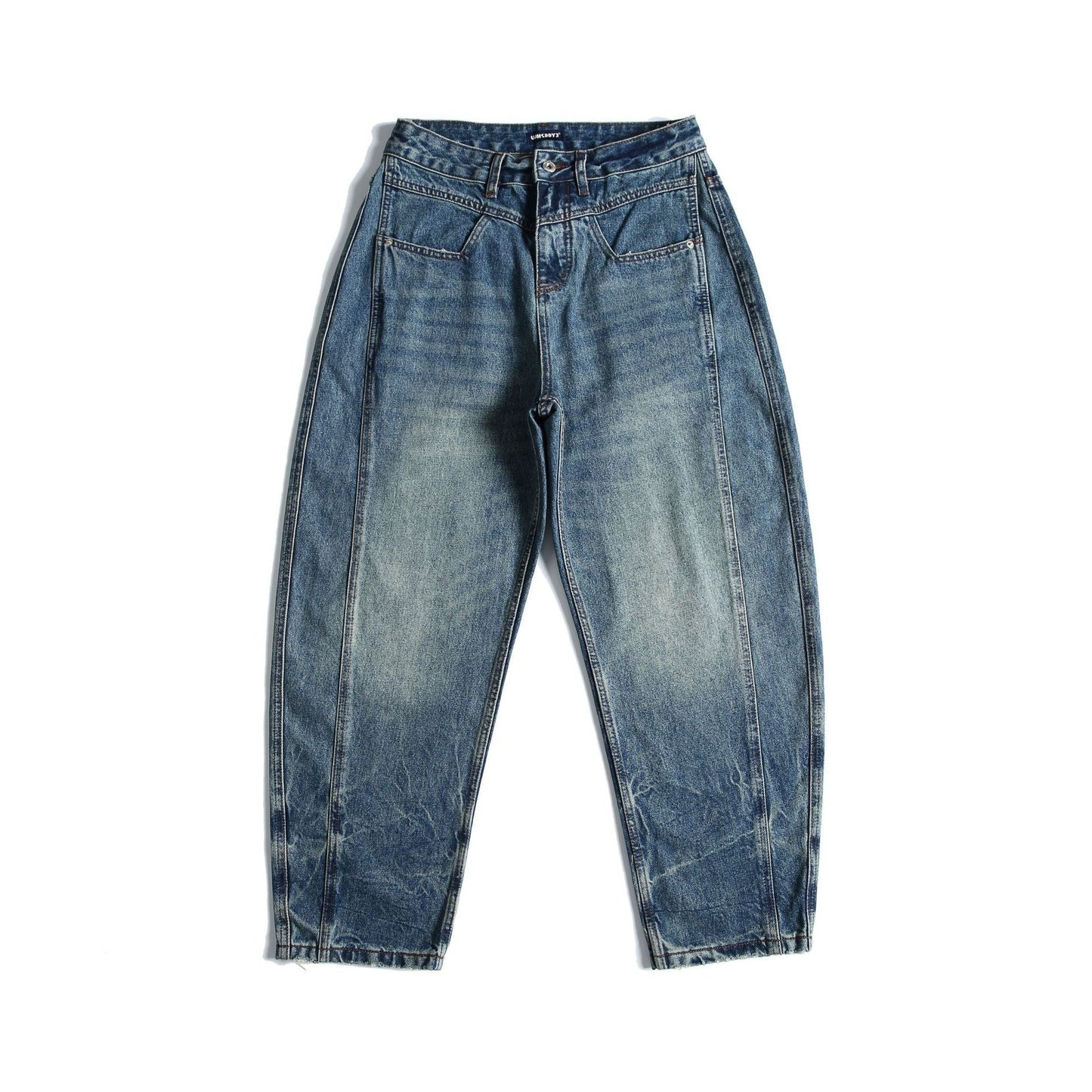 Patchwork Design Men's Loose Slightly Tapered Washed Denim Pants - XGEM® - Not Made for Everyone