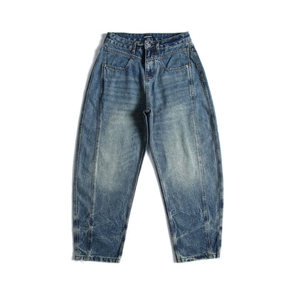 Patchwork Design Men's Loose Slightly Tapered Washed Denim Pants - XGEM® - Not Made for Everyone