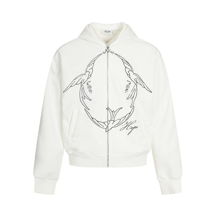 Printed Zip Cardigan Hoodie - curated XGEM rare find