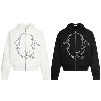 Printed Zip Cardigan Hoodie - curated XGEM rare find