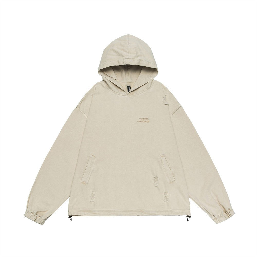 Rawdenim Distressed Hoodie — Washed Streetwear Denim Pullover - XGEM® - Not Made for Everyone