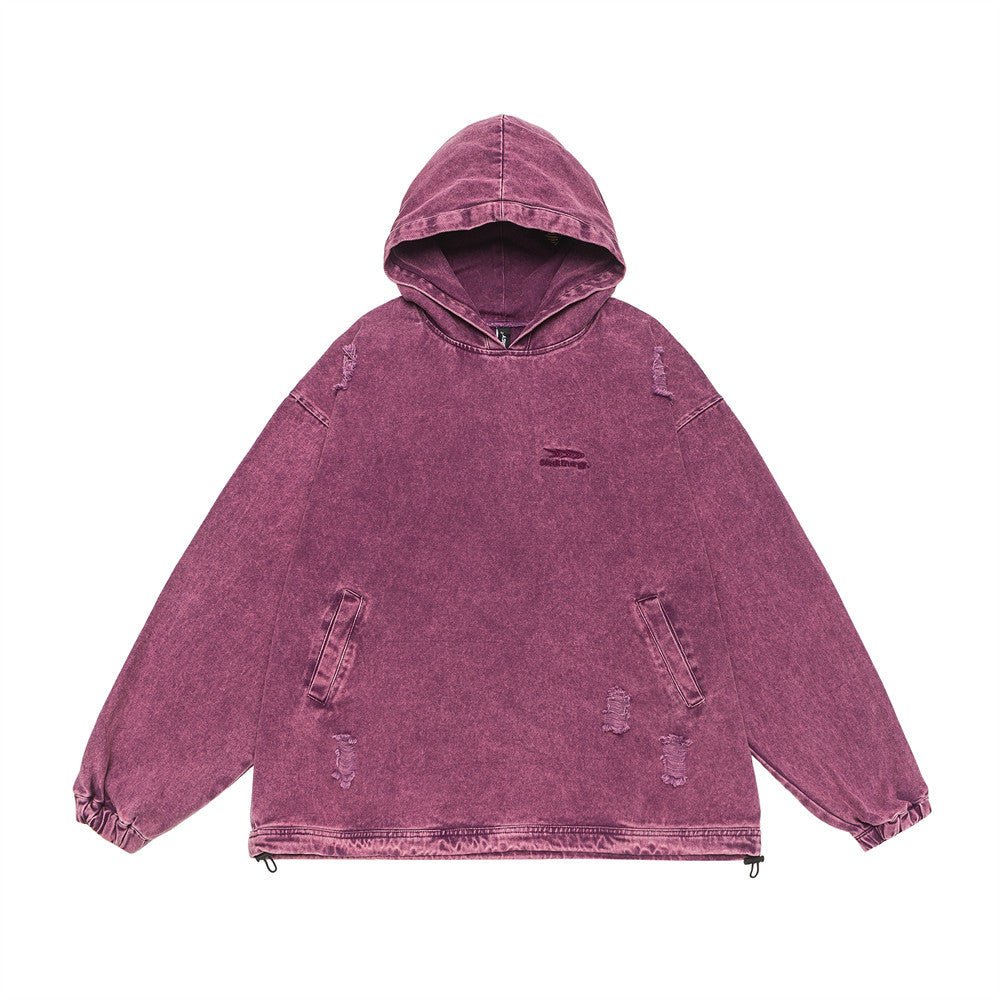 Rawdenim Distressed Hoodie — Washed Streetwear Denim Pullover - XGEM® - Not Made for Everyone