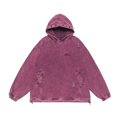 Rawdenim Distressed Hoodie — Washed Streetwear Denim Pullover - XGEM® - Not Made for Everyone