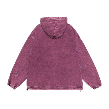 Rawdenim Distressed Hoodie — Washed Streetwear Denim Pullover - XGEM® - Not Made for Everyone