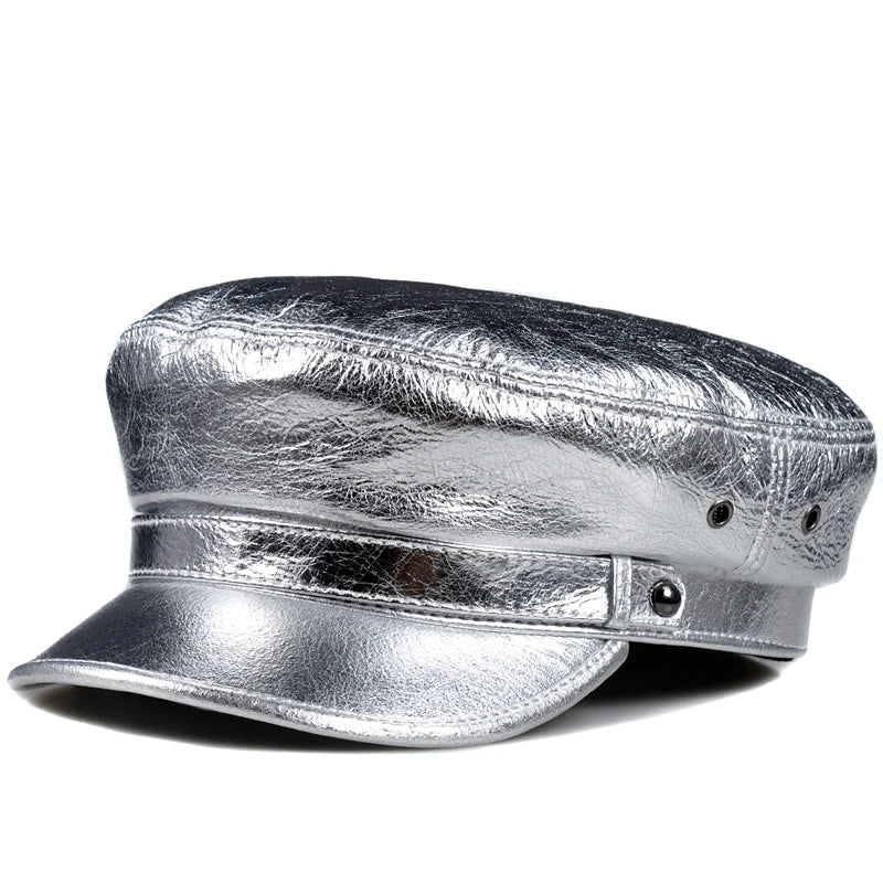Shiny Metallic Streetwear Leather Flat Cap - XGEM® - Not Made for Everyone