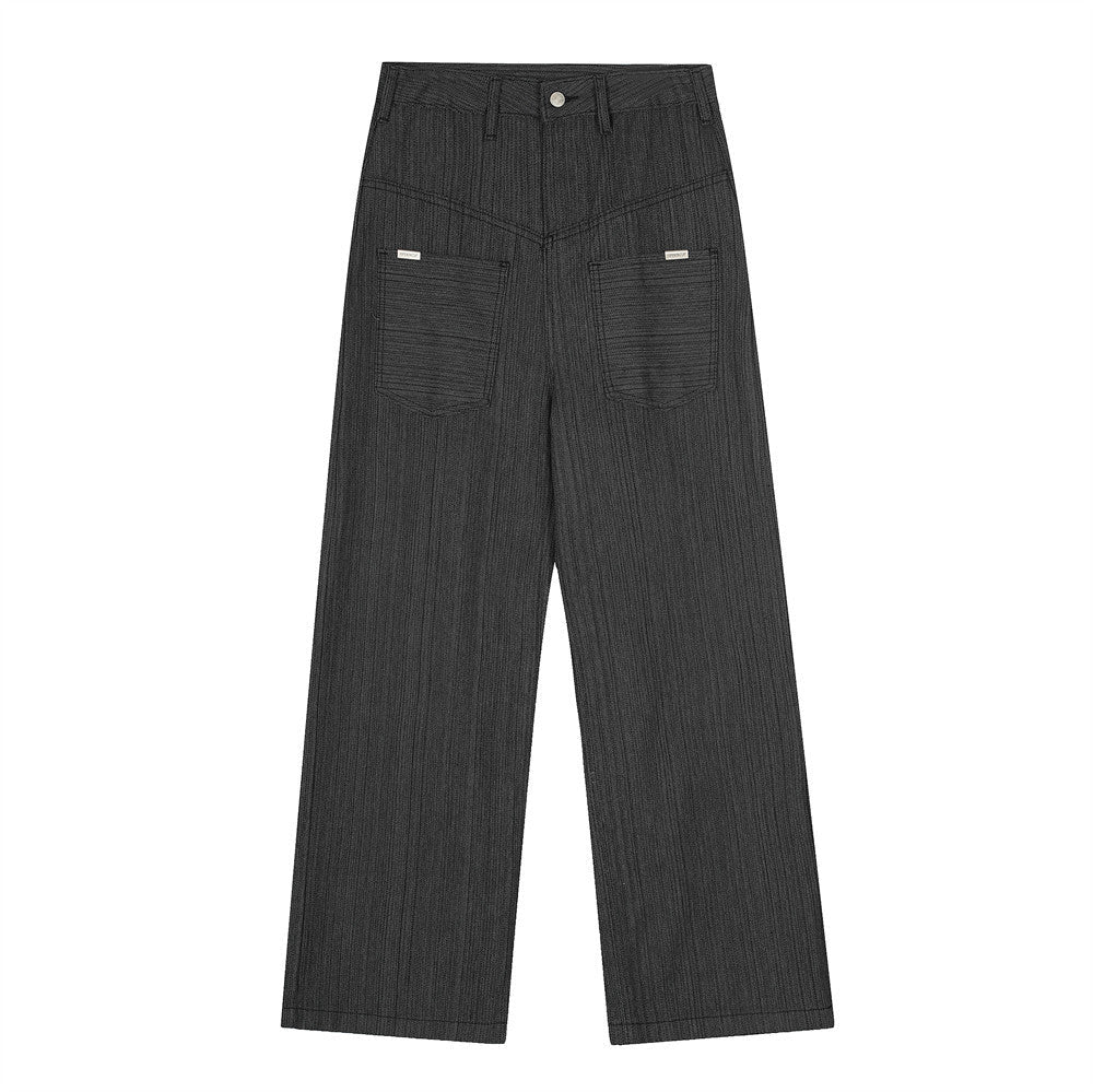 Striped Straight Pants Gray — curated XGEM rare find