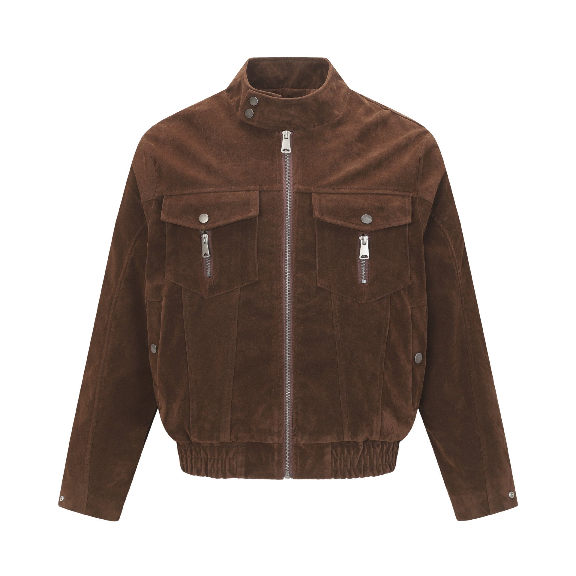 Suede Stand Collar Zip Jacket — curated XGEM rare find