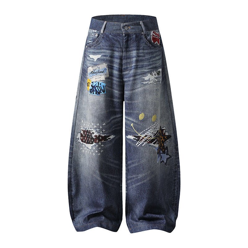 Threadmark Wide - Leg Jeans — Embroidered Unisex Denim for Street & Daily Wear - XGEM® - Not Made for Everyone