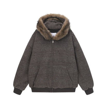 Velvet Stripe Hoodie Jacket - curated XGEM rare find