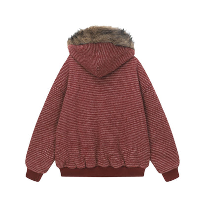 Velvet Stripe Hoodie Jacket - curated XGEM rare find