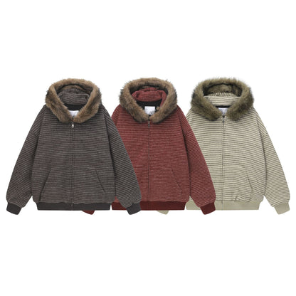 Velvet Stripe Hoodie Jacket - curated XGEM rare find