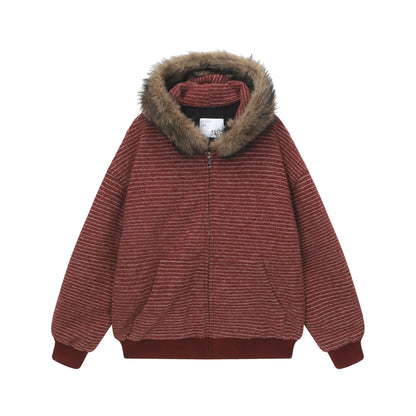 Velvet Stripe Hoodie Jacket - curated XGEM rare find