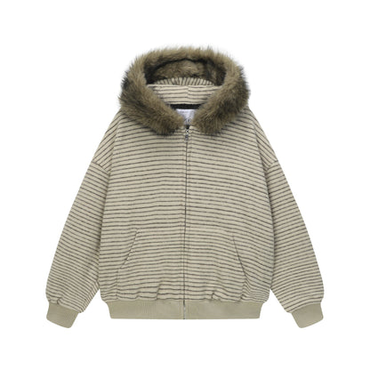 Velvet Stripe Hoodie Jacket - curated XGEM rare find