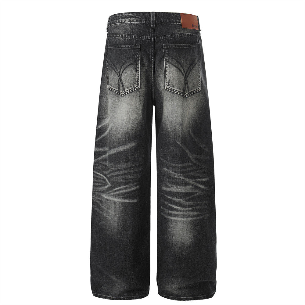 Washed and ground white denim wide leg pants - XGEM® - Not Made for Everyone