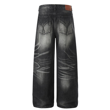 Washed and ground white denim wide leg pants - XGEM® - Not Made for Everyone