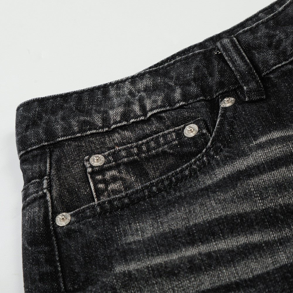 Washed and ground white denim wide leg pants - XGEM® - Not Made for Everyone