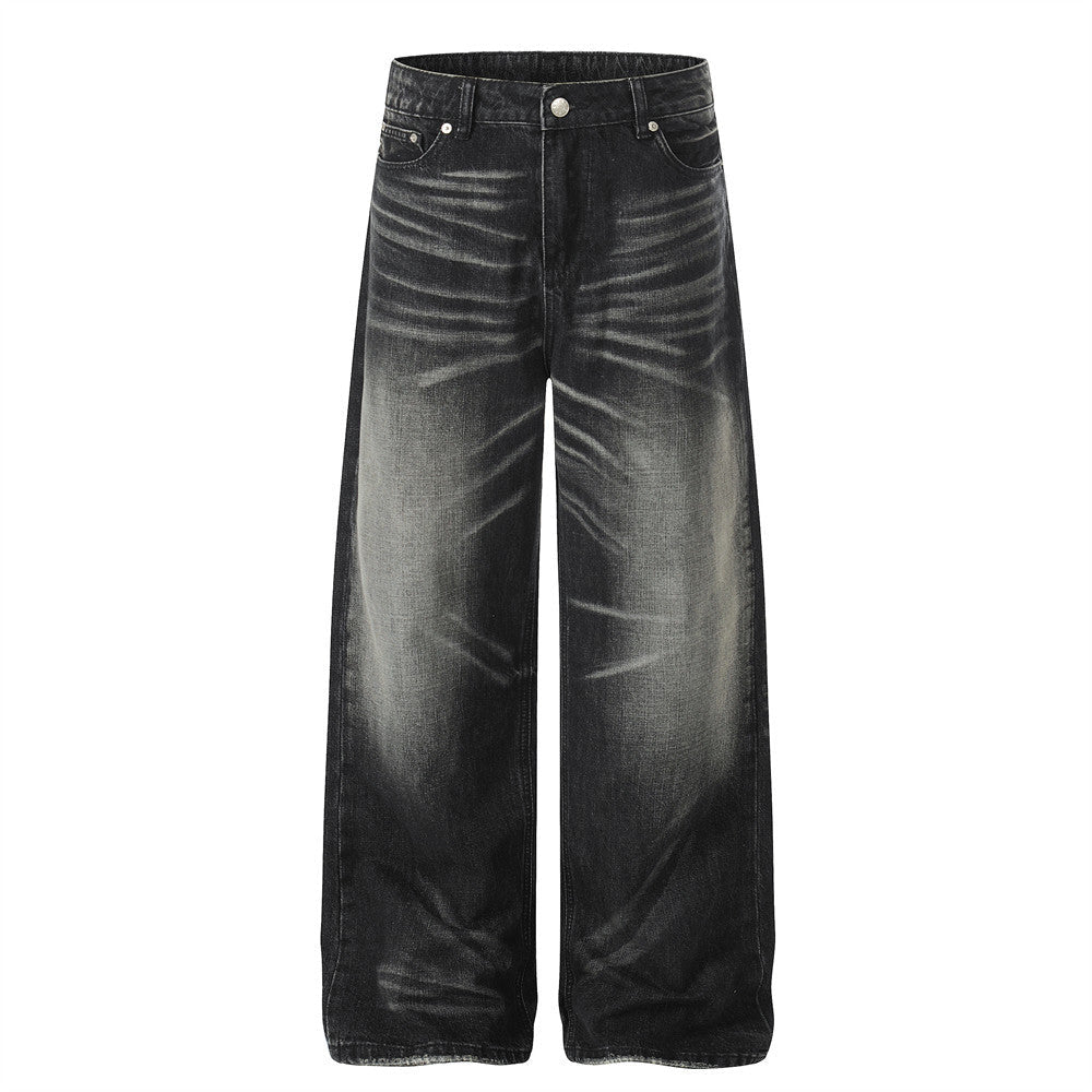 Washed and ground white denim wide leg pants - XGEM® - Not Made for Everyone