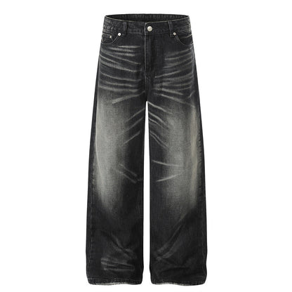 Washed and ground white denim wide leg pants - XGEM® - Not Made for Everyone
