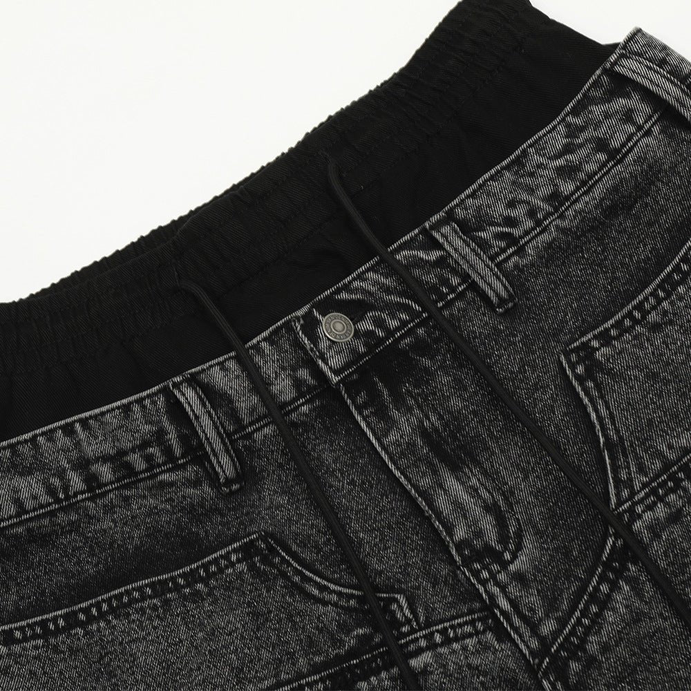 Washed Black Denim Jeans Relaxed Straight Leg Streetwear - XGEM® - Not Made for Everyone