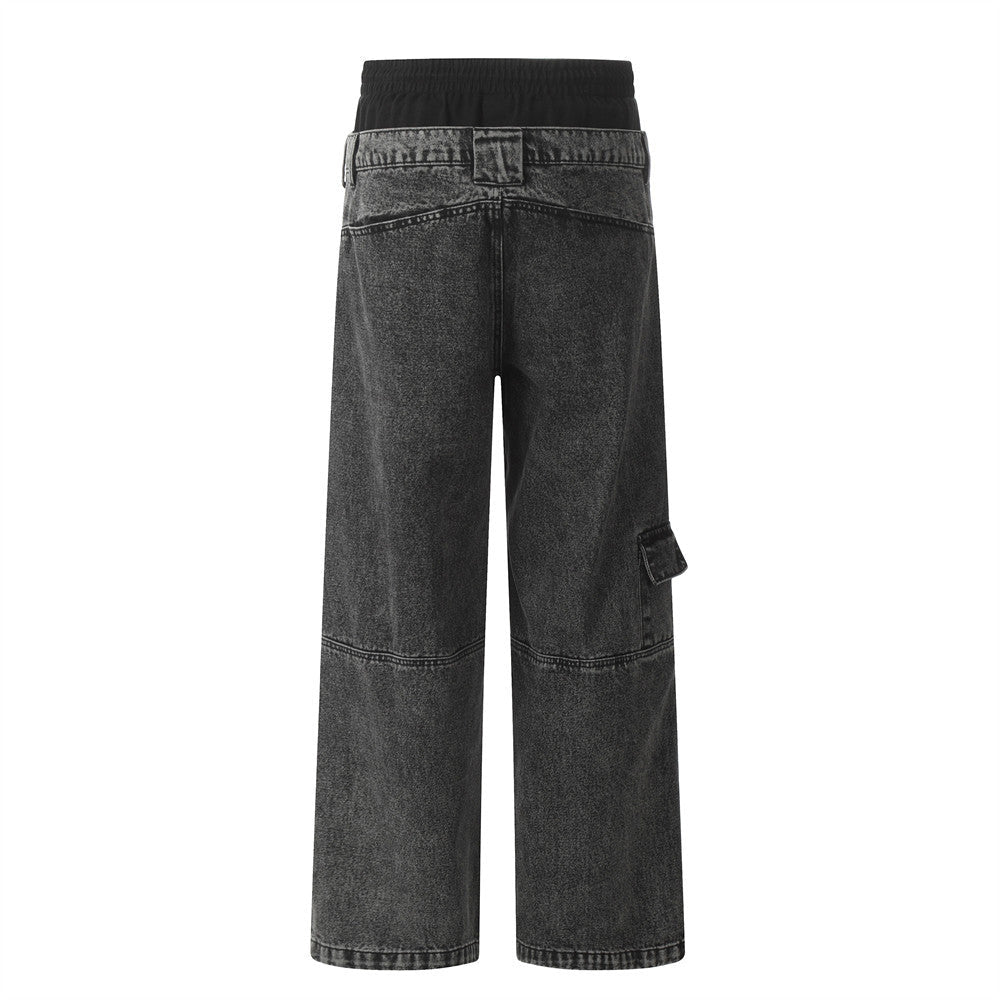 Washed Black Denim Jeans Relaxed Straight Leg Streetwear - XGEM® - Not Made for Everyone