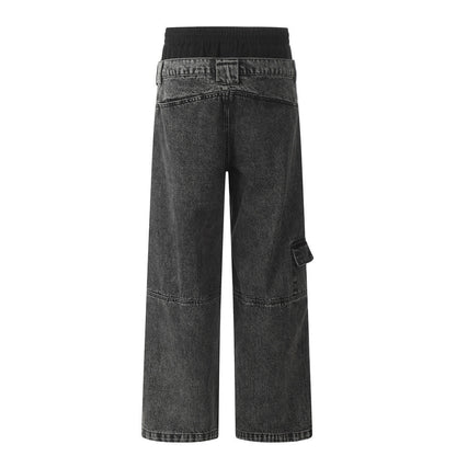 Washed Black Denim Jeans Relaxed Straight Leg Streetwear - XGEM® - Not Made for Everyone