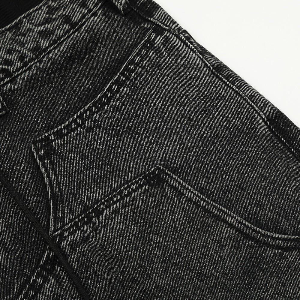 Washed Black Denim Jeans Relaxed Straight Leg Streetwear - XGEM® - Not Made for Everyone