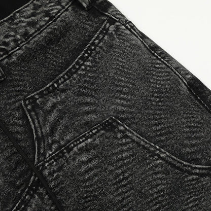 Washed Black Denim Jeans Relaxed Straight Leg Streetwear - XGEM® - Not Made for Everyone