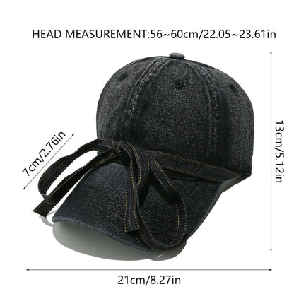 Washed Bow Denim Baseball Cap - XGEM® - Not Made for Everyone