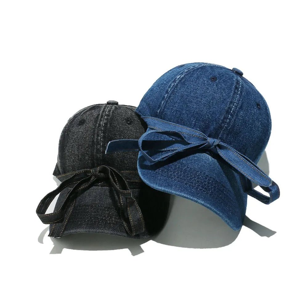 Washed Bow Denim Baseball Cap - XGEM® - Not Made for Everyone