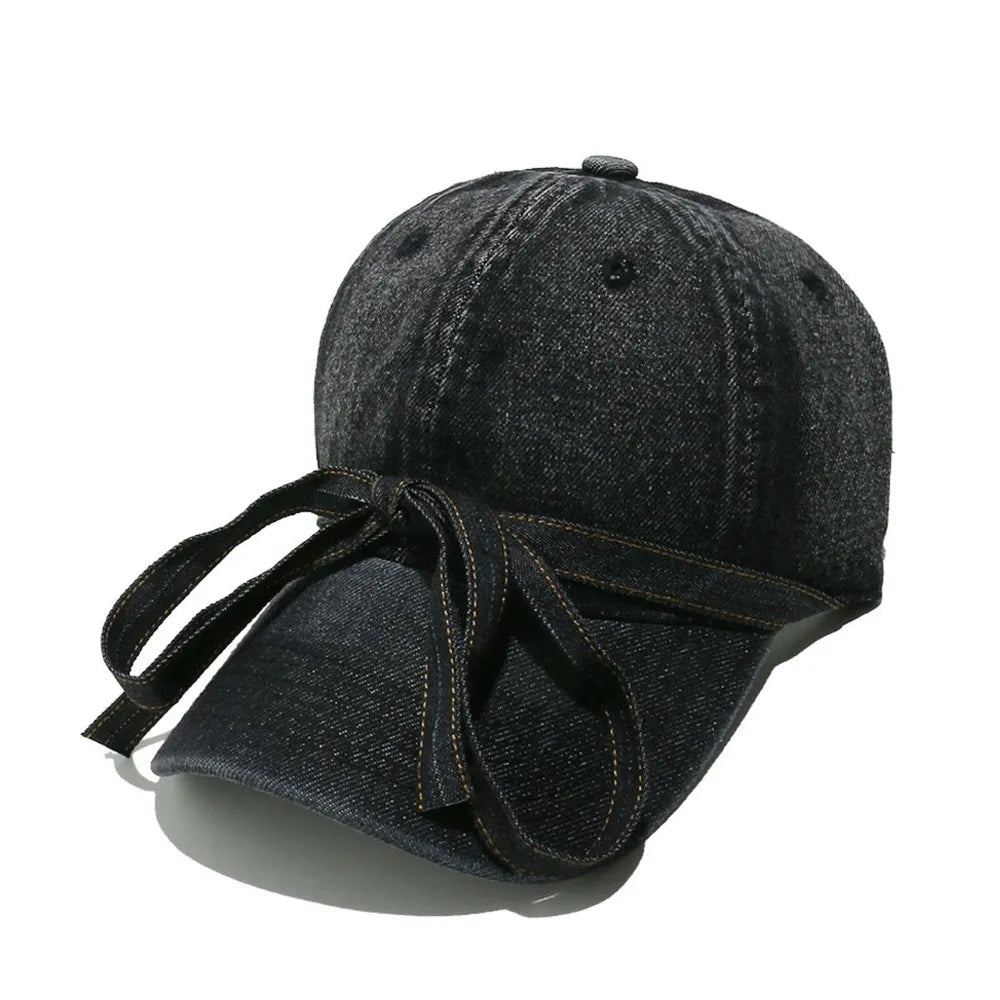 Washed Bow Denim Baseball Cap - XGEM® - Not Made for Everyone