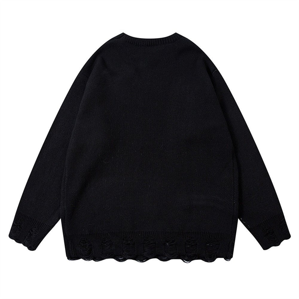 XGEM Abstract Destruction Sweater – Oversized Embroidered Street Trend Pullover - XGEM® - Not Made for Everyone