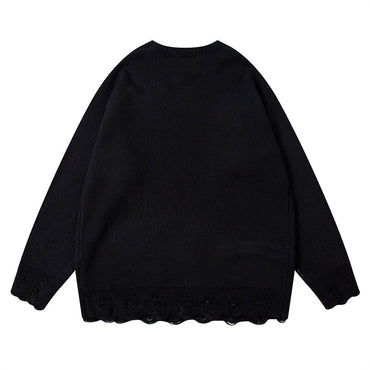 XGEM Abstract Destruction Sweater – Oversized Embroidered Street Trend Pullover - XGEM® - Not Made for Everyone