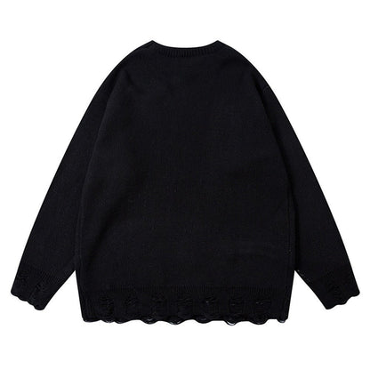 XGEM Abstract Destruction Sweater – Oversized Embroidered Street Trend Pullover - XGEM® - Not Made for Everyone