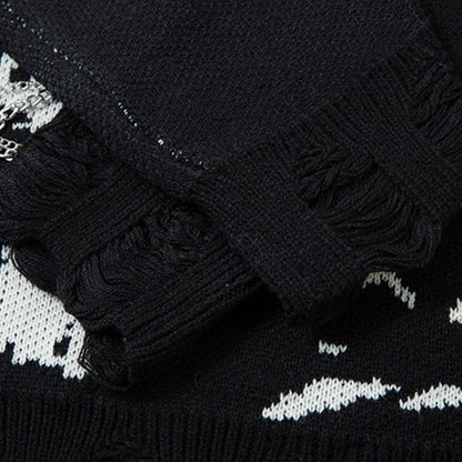 XGEM Abstract Destruction Sweater – Oversized Embroidered Street Trend Pullover - XGEM® - Not Made for Everyone