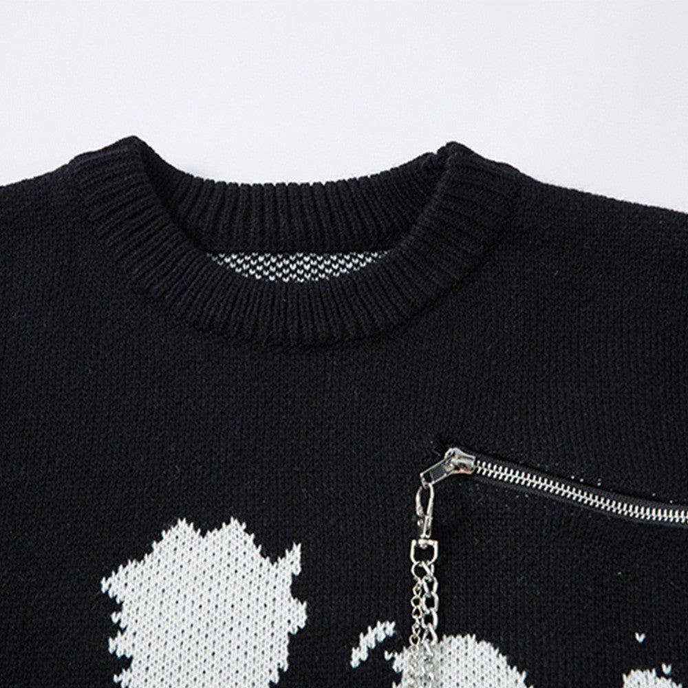 XGEM Abstract Destruction Sweater – Oversized Embroidered Street Trend Pullover - XGEM® - Not Made for Everyone