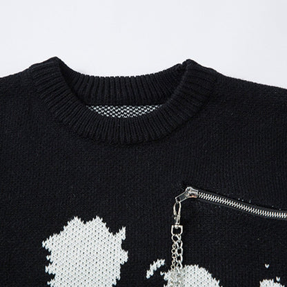 XGEM Abstract Destruction Sweater – Oversized Embroidered Street Trend Pullover - XGEM® - Not Made for Everyone