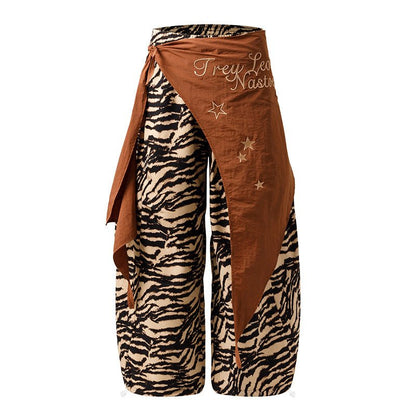 Zebra Wide Leg Pants — Experimental Print Streetwear Trousers - XGEM® - Not Made for Everyone